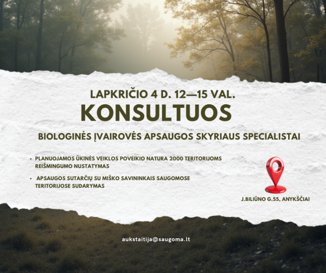 GYVENTOJUS KONSULTUOS BIOLOGINĖS ĮVAIROVĖS APSAUGOS SKYRIAUS SPECIALISTAI